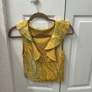 Zara paisley yellow and green ruffle blouse